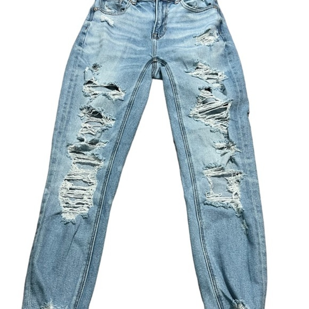 American Eagle Blue Jeans Destroyed with Raw Hem Size 000 Short